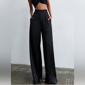 Oversized Wide Leg Satin Pants - Size Small